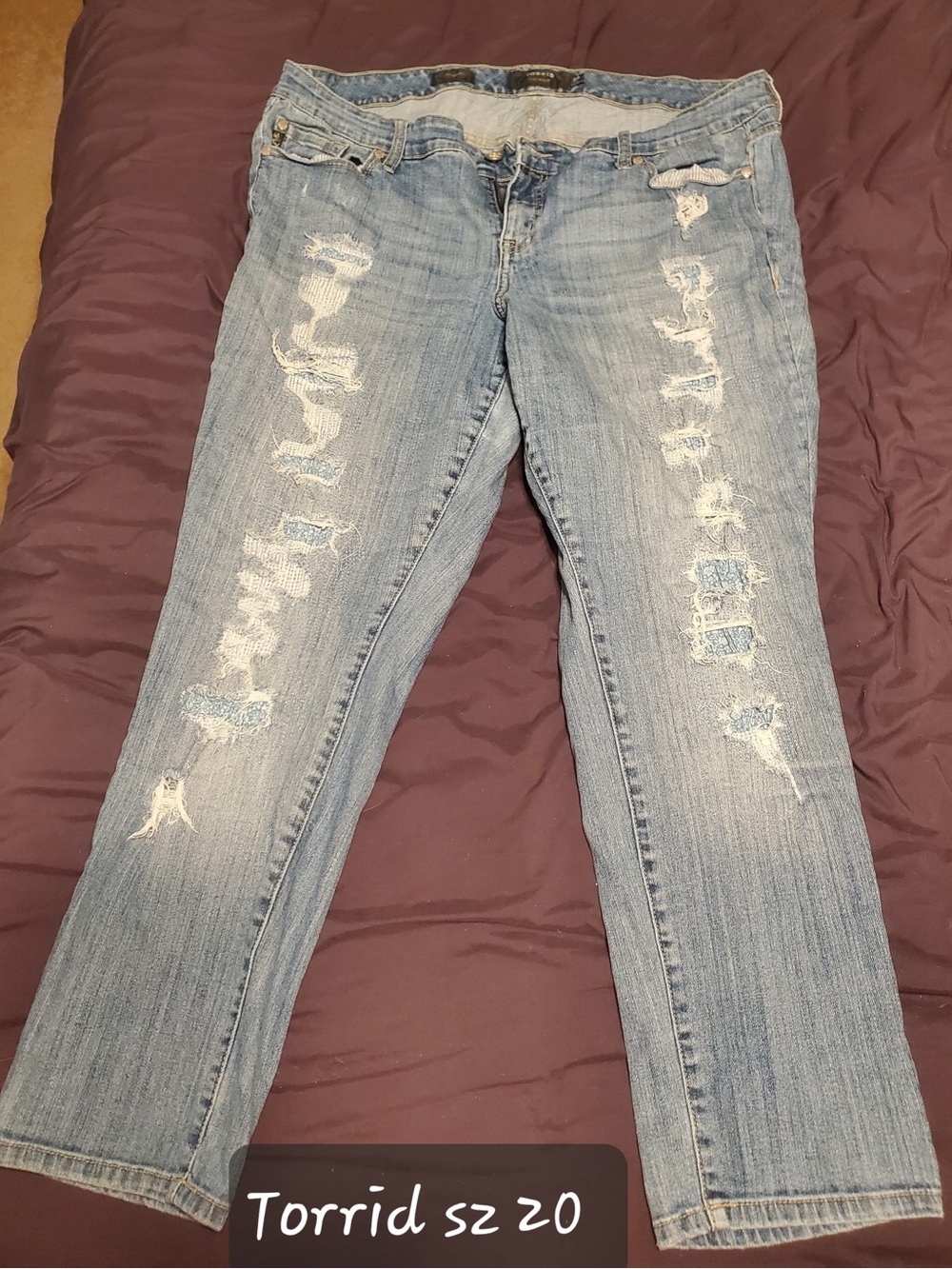 torrid Light Blue Distressed Straight Leg Jeans